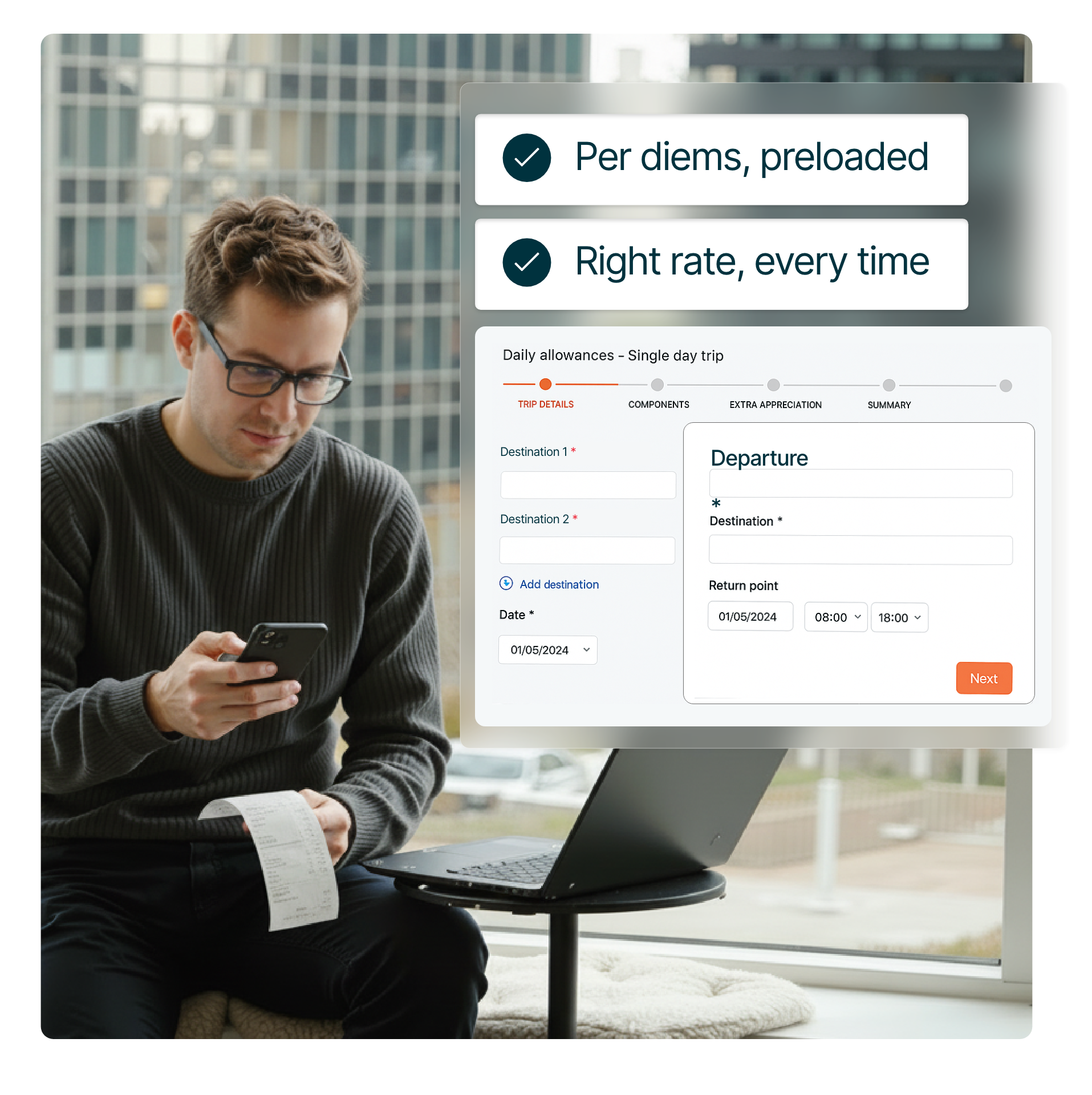 Finance team reviews corporate expense management solution and per diems