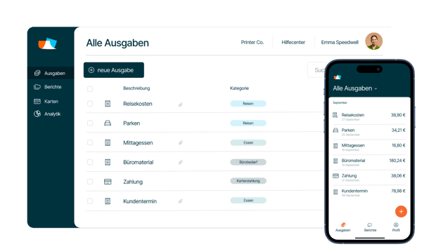 Screenshot der Ausgabenmanagement-Software von Mobilexpense