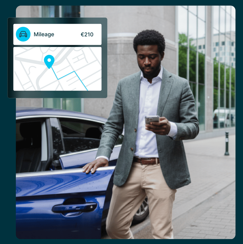 Employee tracks travel expenses in mobile expense app