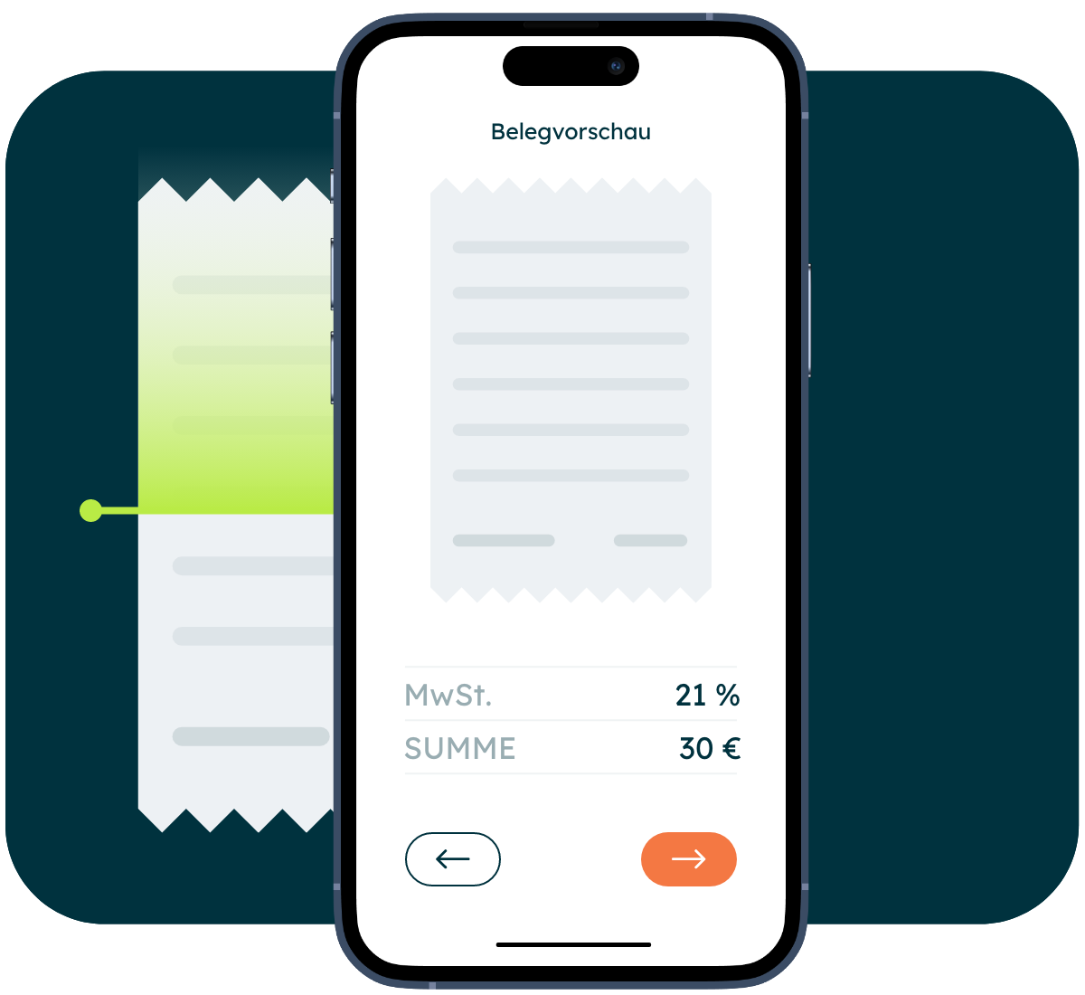 Belegvorschau in der Mobilexpense-App. Die KI-gestütze OCR hat den Mehrwertsteuersatz von 19 % erkannt und ausgelesen