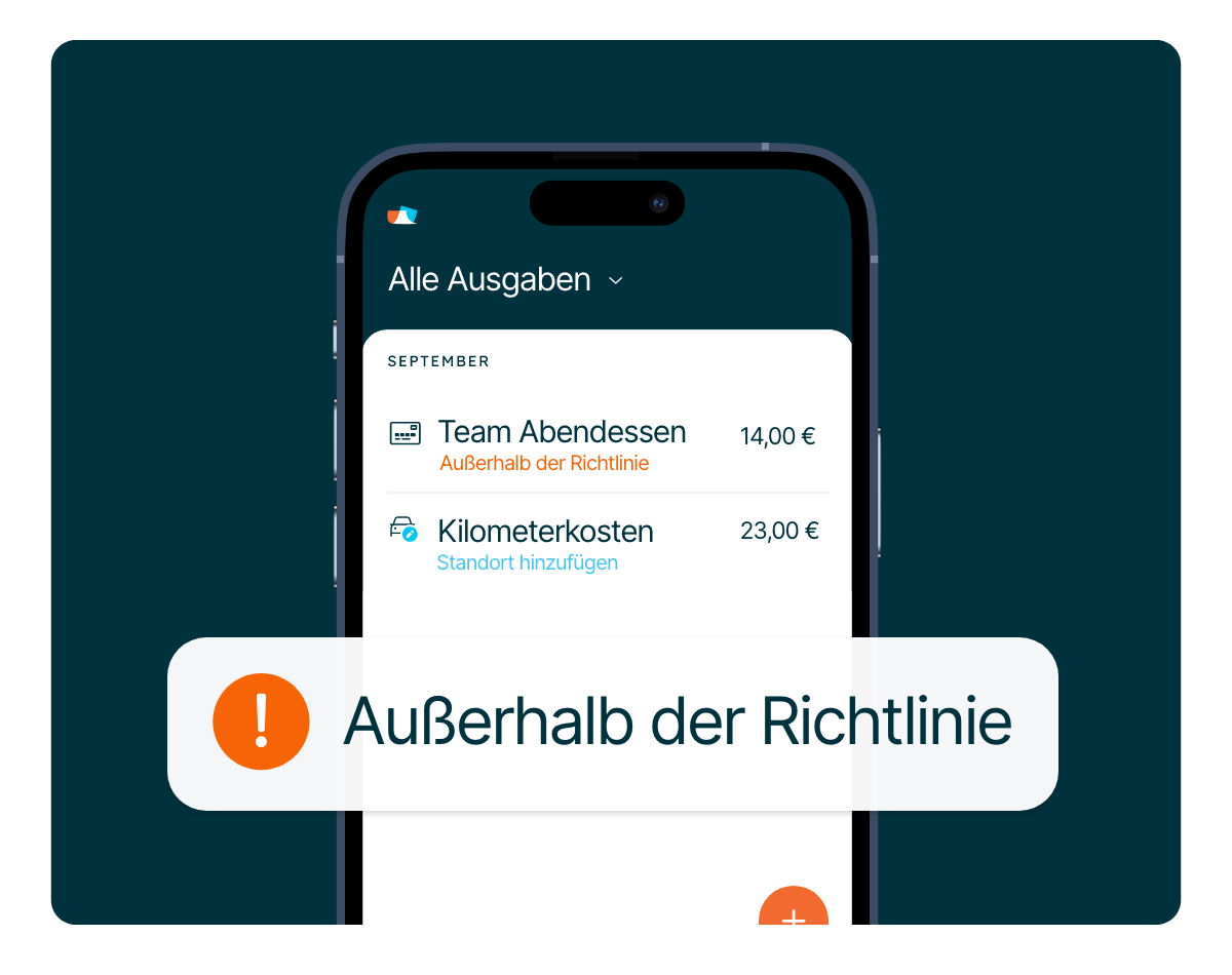 Richtlinienverstoß wird automatisch in der Mobilexpense-App angezeigt
