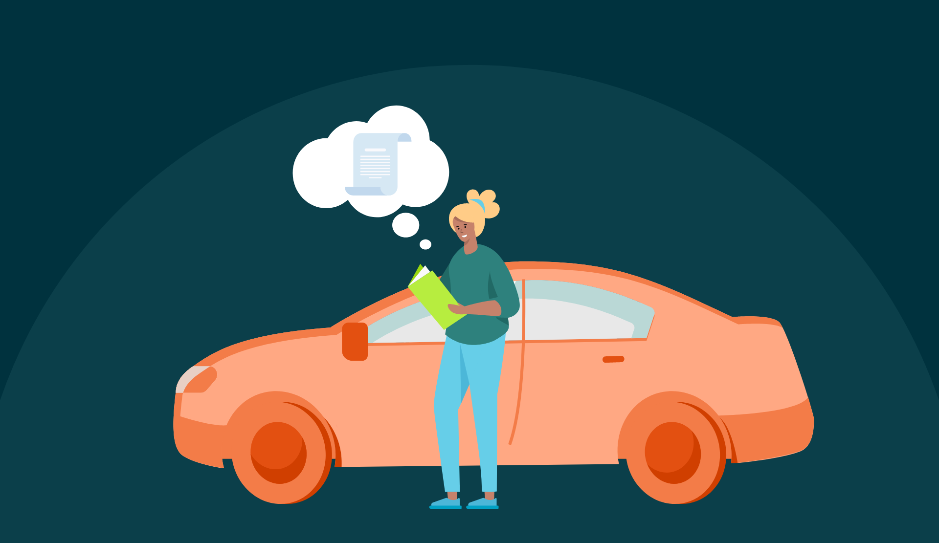 illustration with an orange car travel management