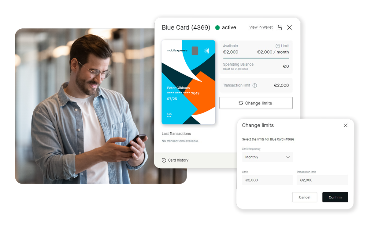 Grafik der Ausgabenverwaltung mit der Firmenkreditkarte in der Mobilexpense-App