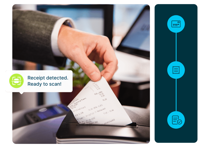 employee managing paper receipt