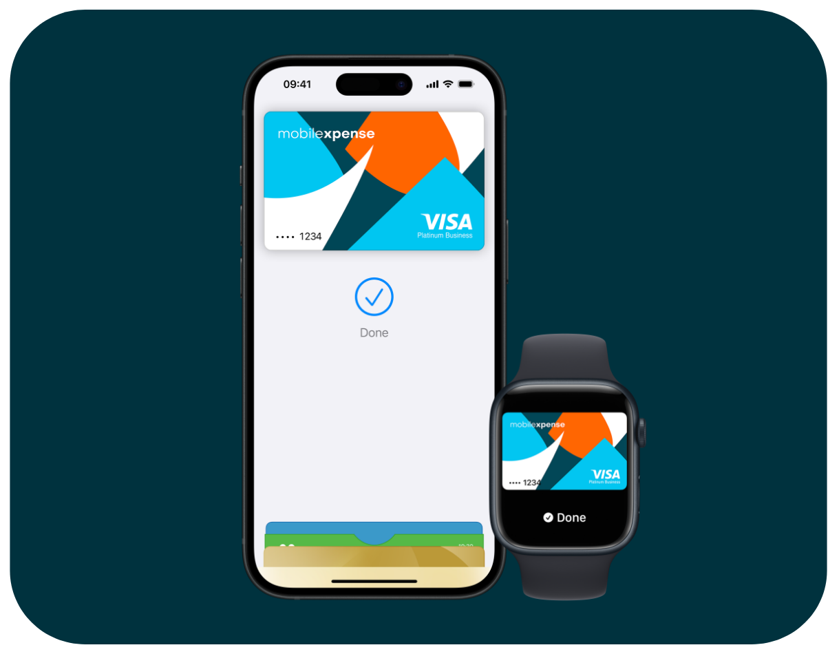 Illustration with Mobilexpense card in Apple Pay