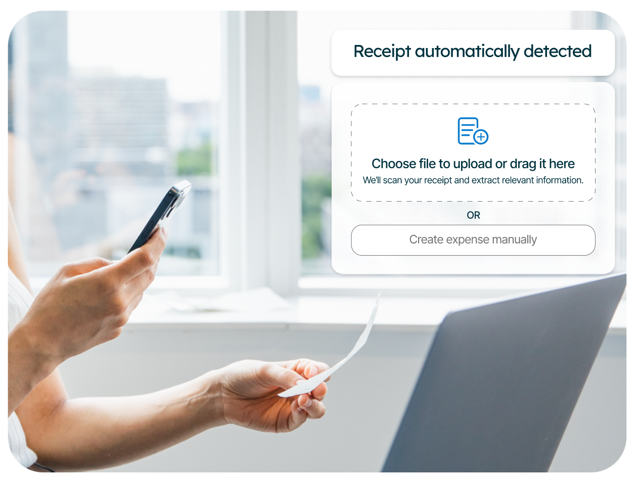 employee scanning a receipt with the mobile phone app declaree