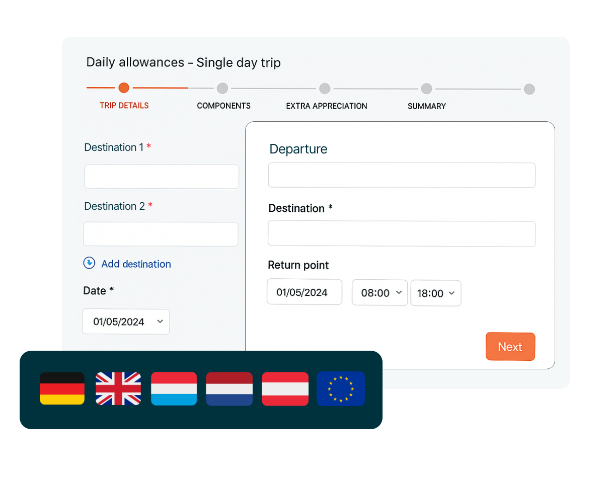 daily allowances in an expense management app