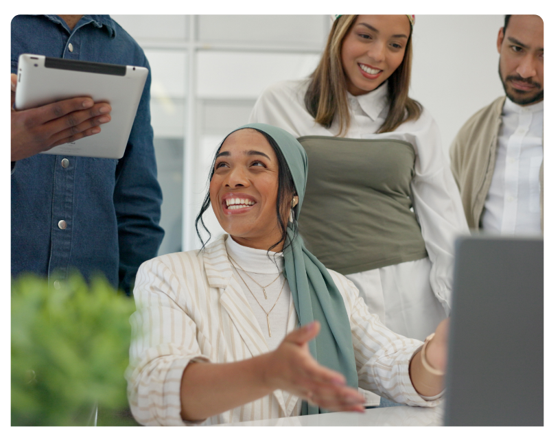 Woman looking at travel expense programme