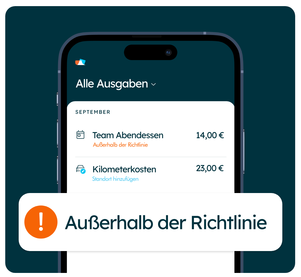 Richtlinienverstoß, der mit der Declaree-App in Echtzeit aufgezeigt wird