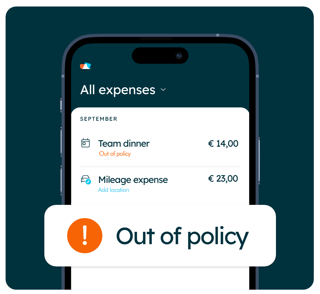 Team dinner and Mileage expense on mobile app that is Out of Policy