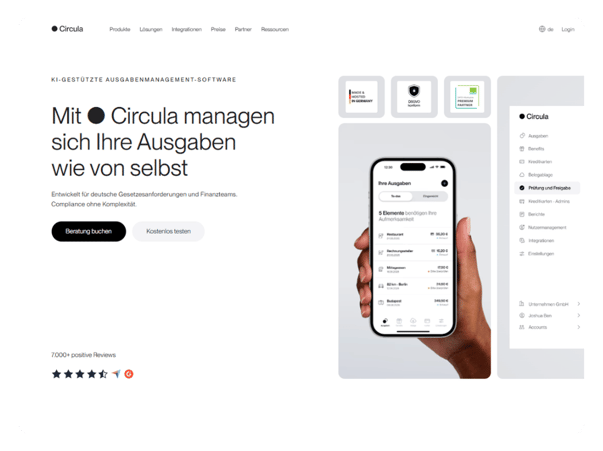 Screenshot der Ausgabenmanagement-Software von Circula